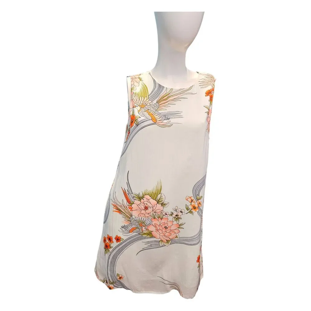 Forever 21 Blue Tropical Bird Sleeveless Summer Dress Womens Medium - Picture 1 of 8